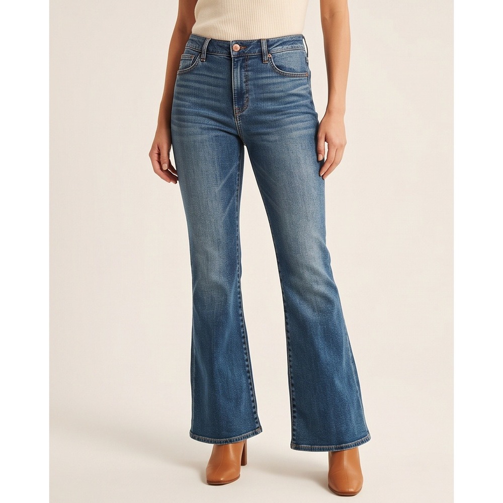 American Eagle 24L Super Stretch Kick Bootcut Jeans Blue Denim 24 Long Western